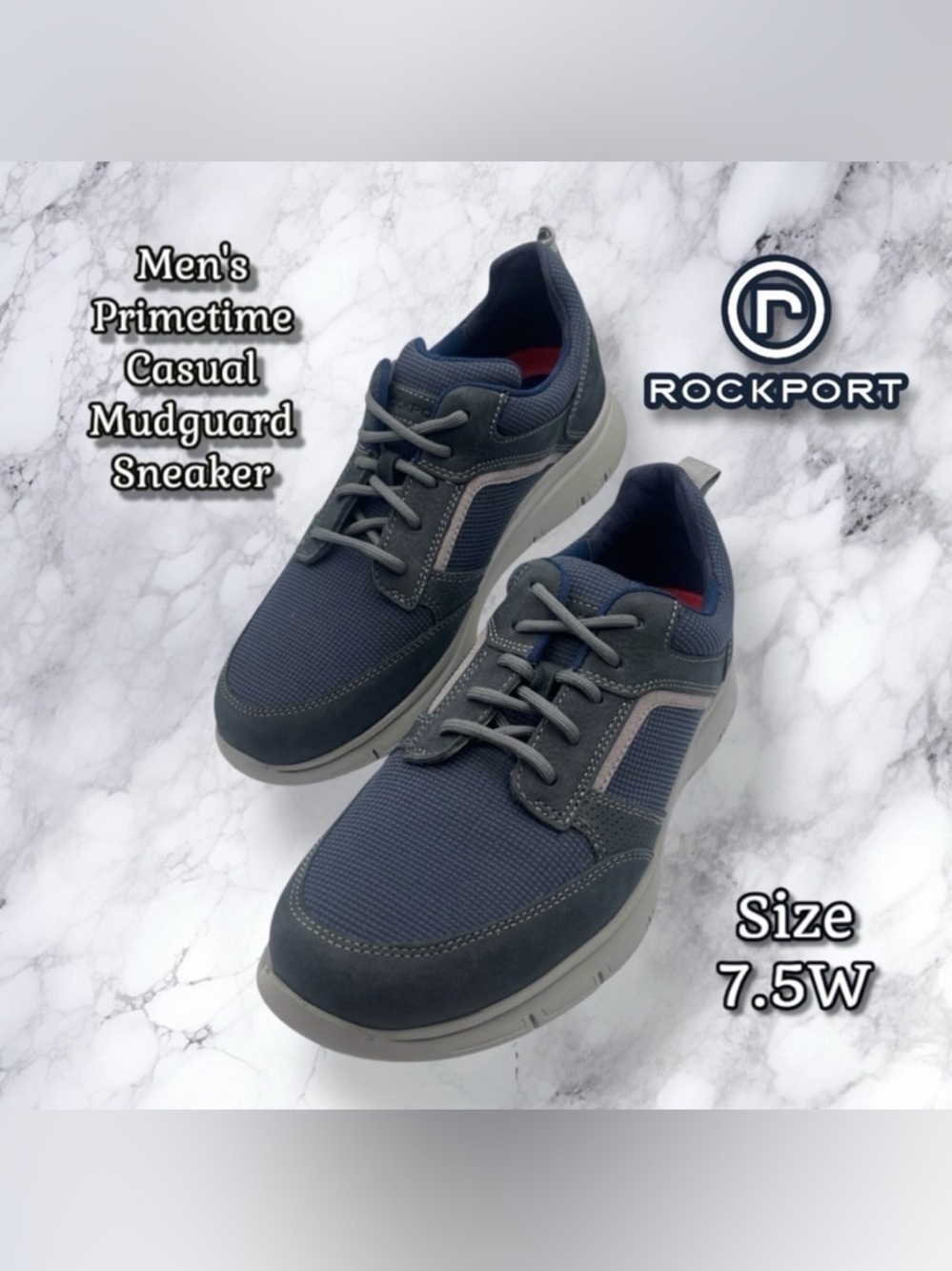 Rockport Men's Primetime Casual Mudguard Sneaker Navy  Leather CI3532 Sz 7.5W